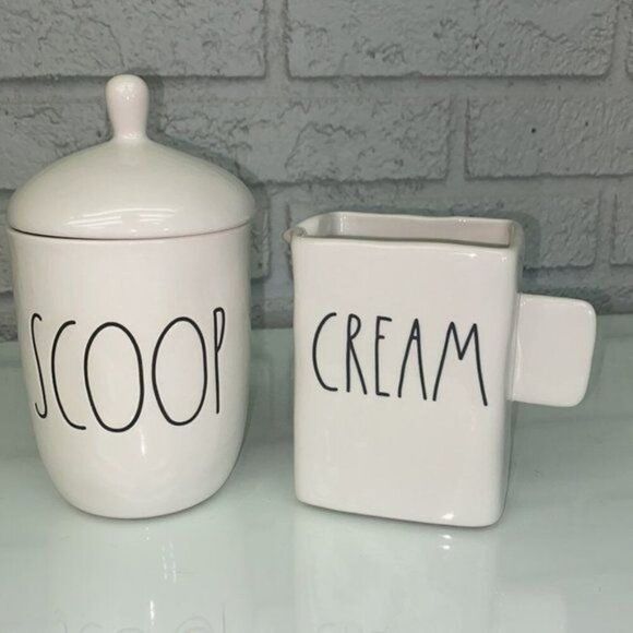 RAE DUNN Scoop Jar + Cream Cup Coffee Set - Picture 1 of 8